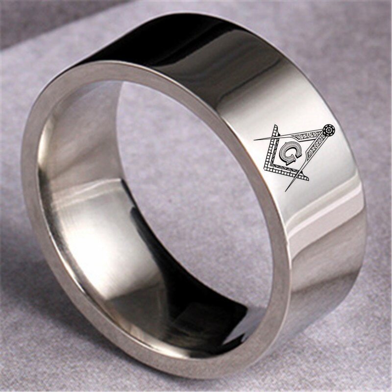 Master Mason Blue Lodge Ring - Square and Compass with G 8mm Band (Multiple Colors)