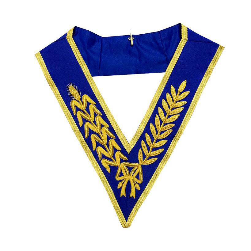 Grand Officers Craft English Regulation Collar - Royal Blue Handmade Gold Bullion - Bricks Masons