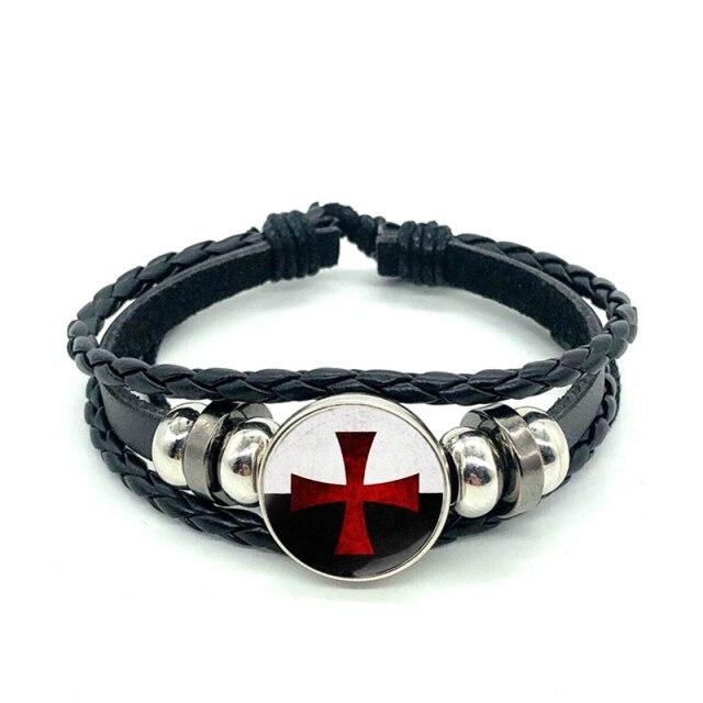 Knights Templar Commandery Bracelet - White & Black Background