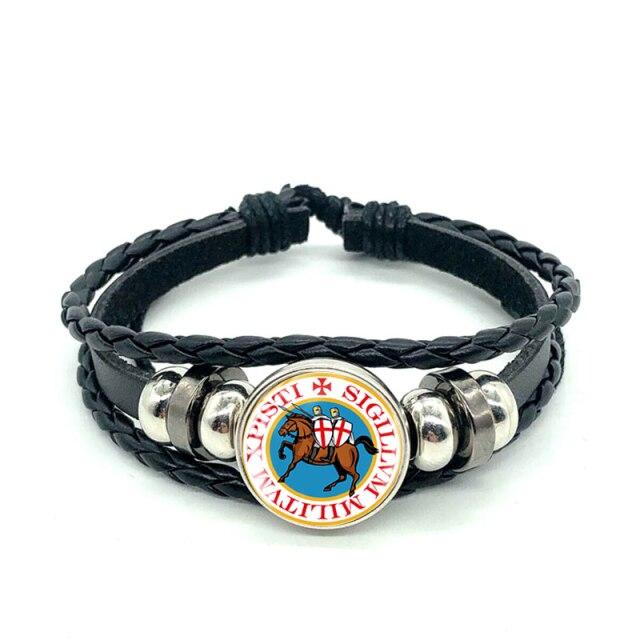 Knights Templar Commandery Bracelet - Whiite & Blue Background