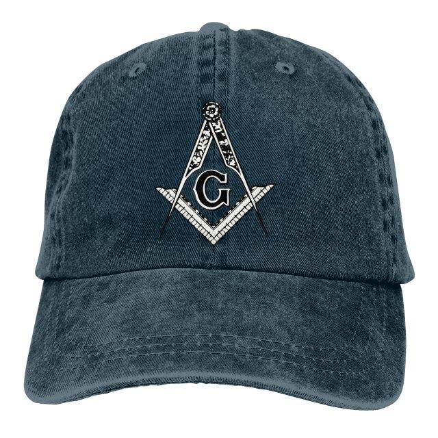Master Mason Square Compass G Masonic Symbol Adjustable Denim Baseball Cap