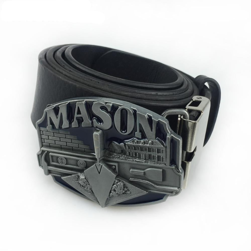 Masonic Buckle & Belt - Black Enameled