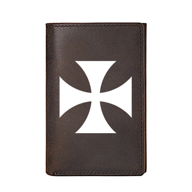 Knights Templar Commandery Wallet - Genuine Leather Cross and Cr