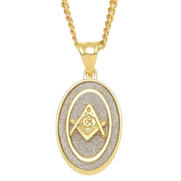 Oval Masonic Square Compass Pendant Gold Necklace – Bricks Masons