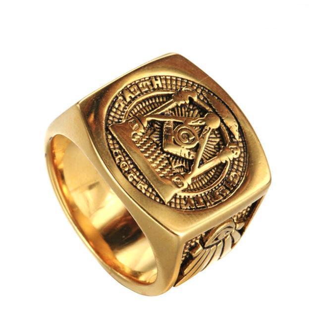 Faith Hope Charity Pillars Masonic Ring [Silver & Gold] – Bricks Masons
