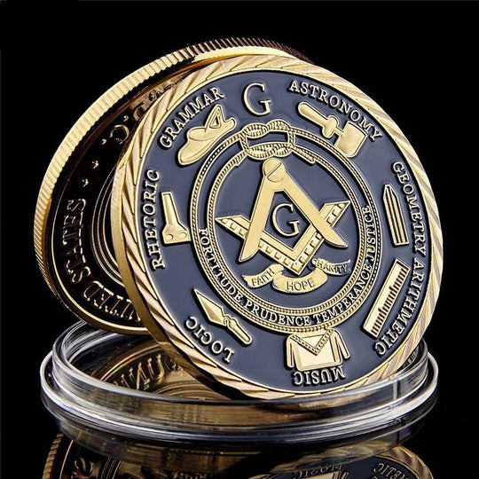 Master Mason Blue Lodge Coin - Wisdom Strength Beauty Brotherhood Blue &  Gold