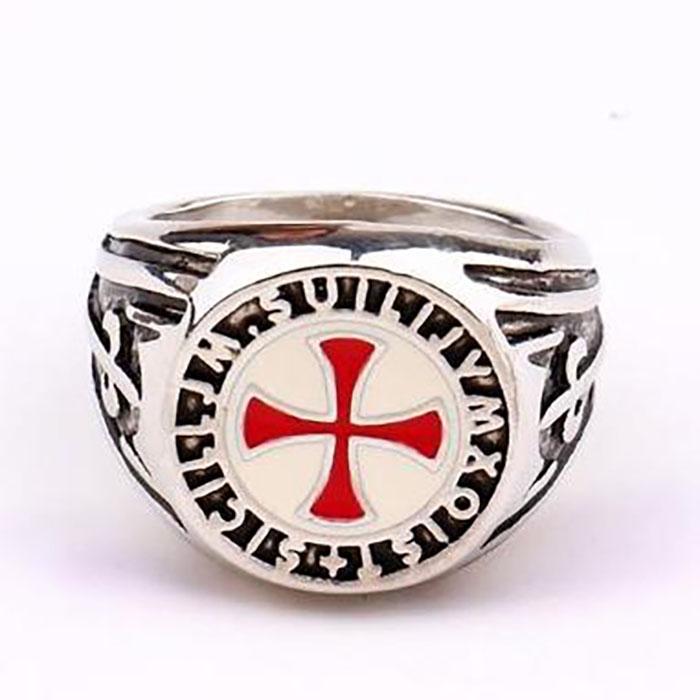 Knights Templar Commandery Ring - Red Enamel Cross | Bricks Masons