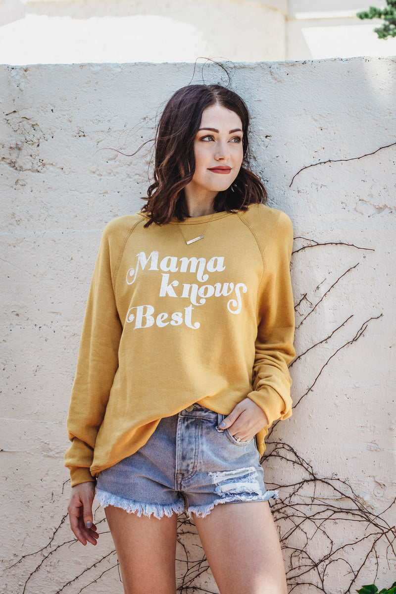 mama knows best yellow sweatshirt