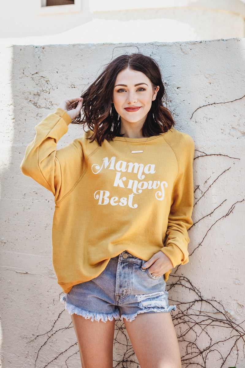 mama knows best yellow sweatshirt