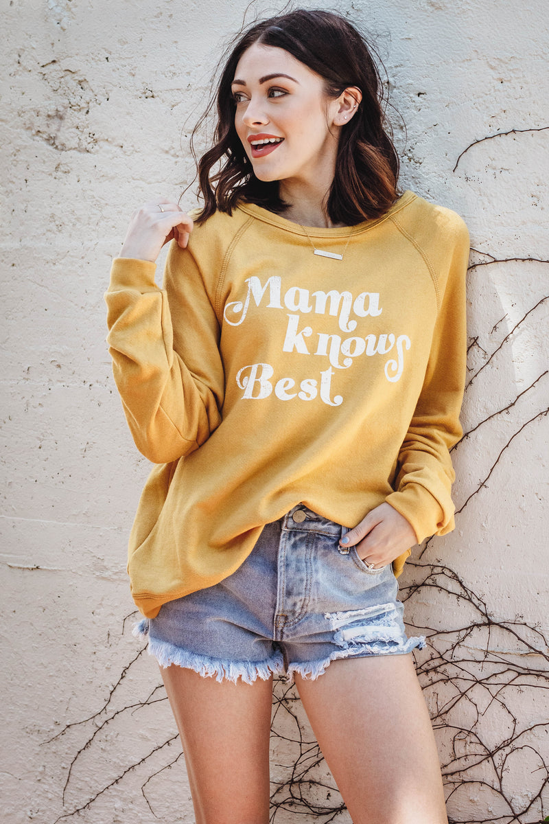 mama knows best yellow sweatshirt