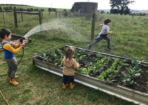 playing in the garden