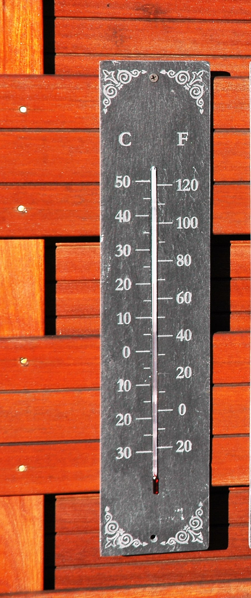 Garden Slate Thermometer Garden Gardeners Gift Outdoors 45 X 10 Cm Scroll  Detail 