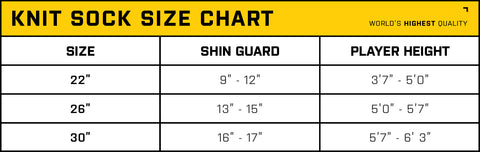 Knit Hockey Sock Sizing Chart