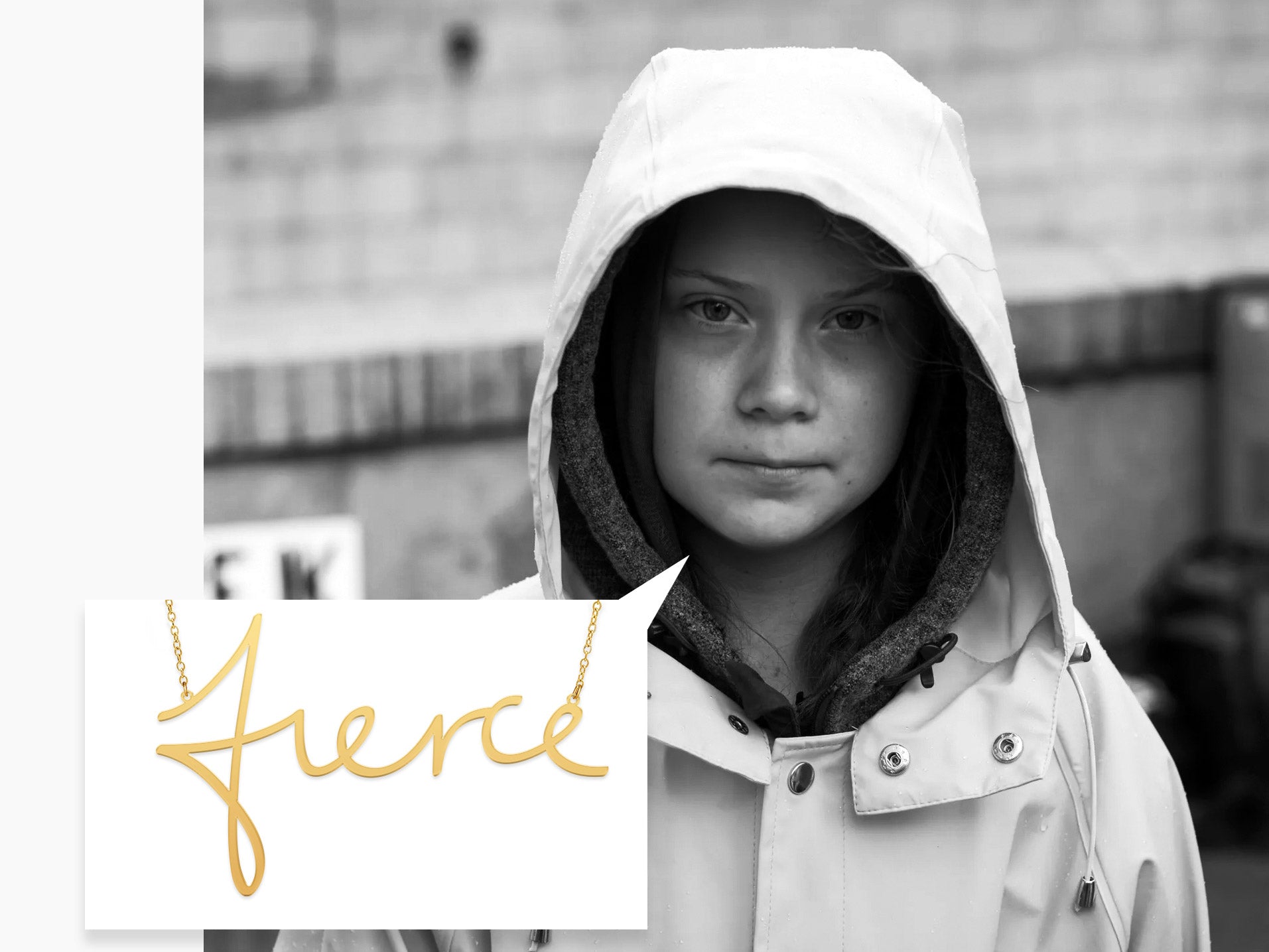 greta thunberg gold fierce empowerment necklace