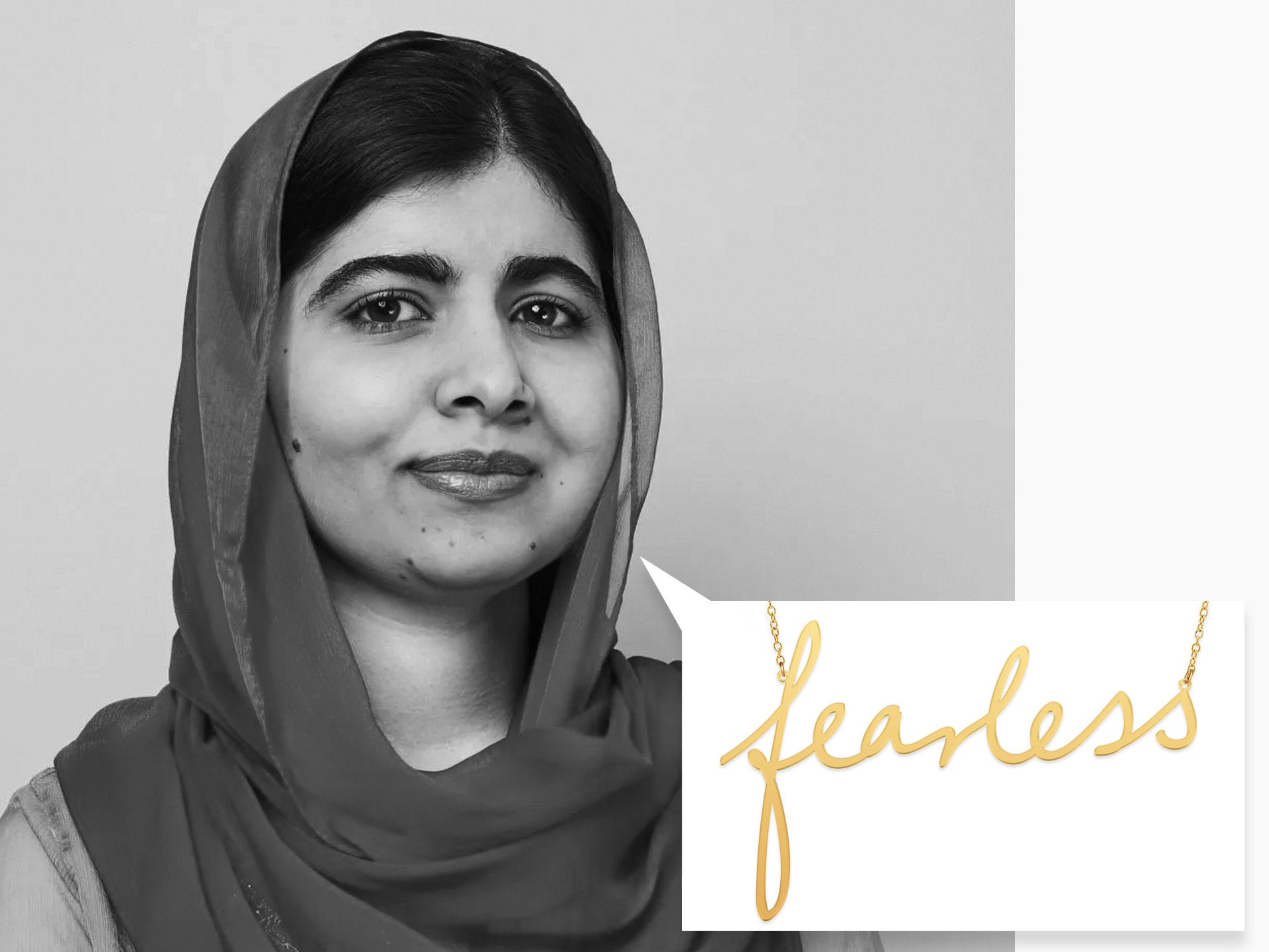 malala yousafzai gold fearless empowerment necklace