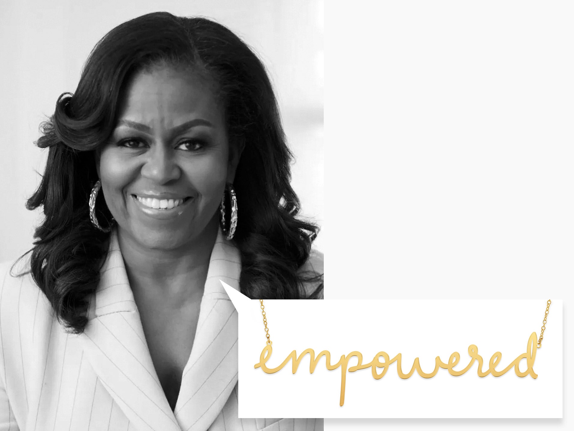 michelle obama gold empowered empowerment necklace