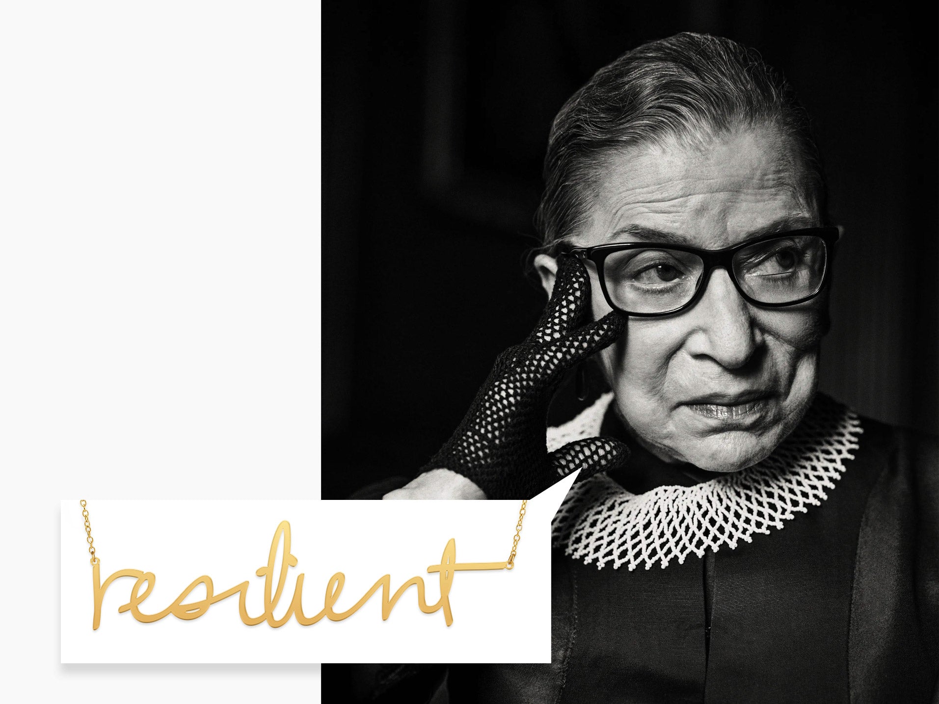 ruth bader ginsberg gold resilient empowerment necklace