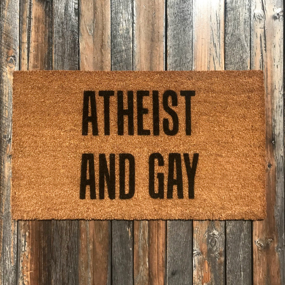 Atheist And Gay Natural Coir Doormat Offensive Living