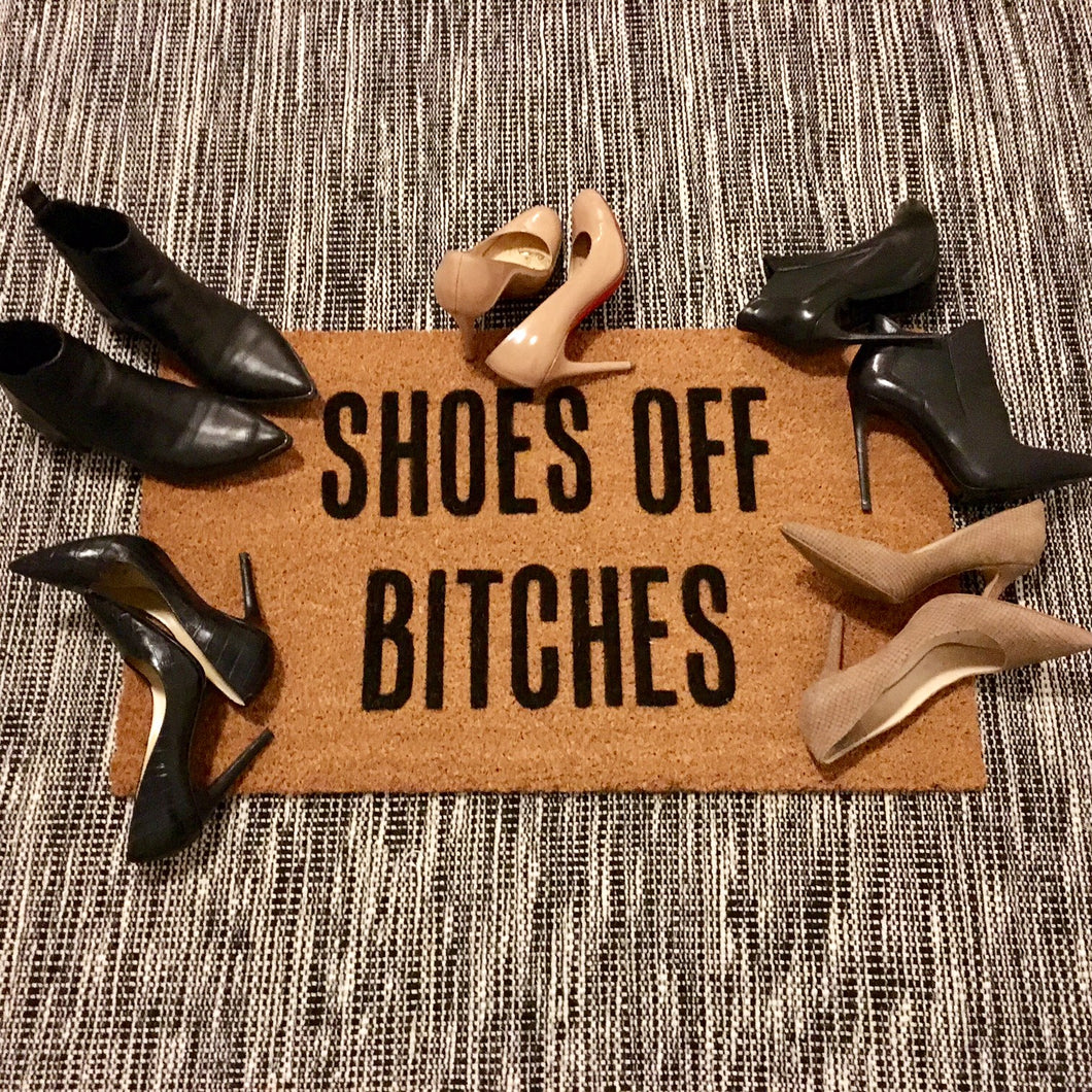 Shoes Off Bitches Natural Coir Doormat