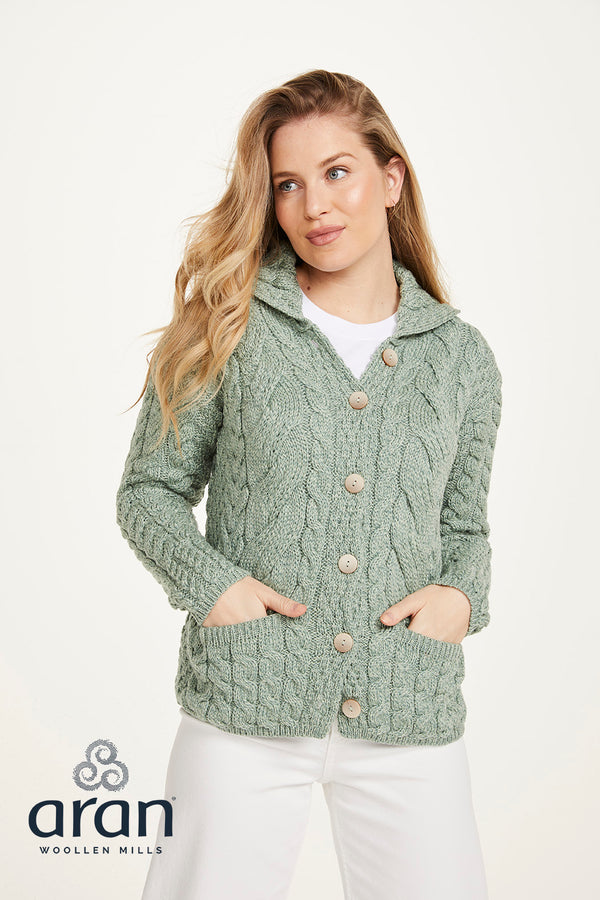 Ladies Merino Wool Classic Button Cardigan by Aran Mills - 4