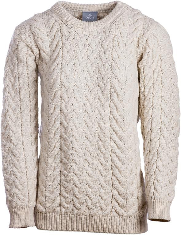 Women's Supersoft Merino Wool Cable Crew Neck Sweater by Aran
