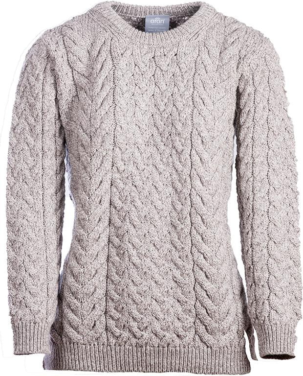 Women's Supersoft Merino Wool Cable Crew Neck Sweater by Aran