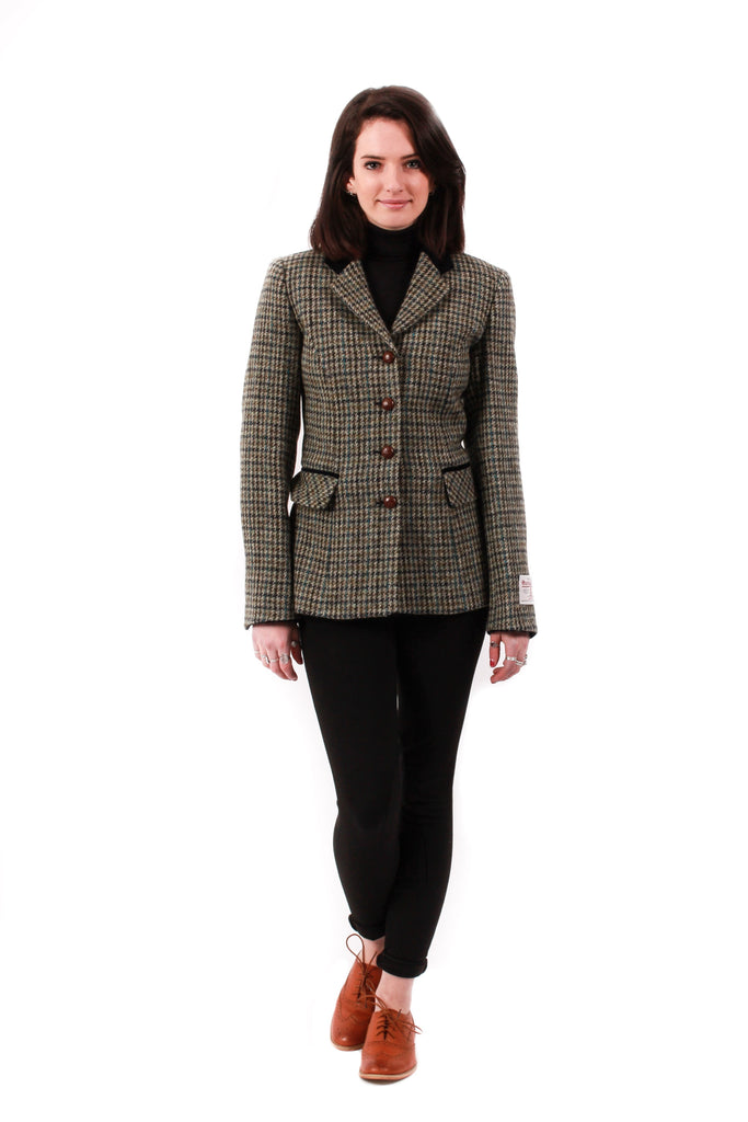 Ladies Harris Tweed Jacket - Maggie - Grey Check | Scotland Kilt Co