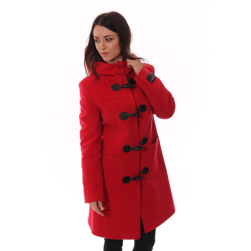 womens red duffle coat with hood