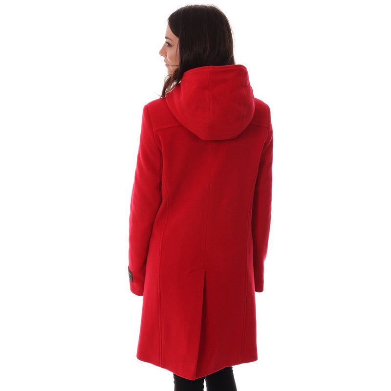 ladies red duffle coat with hood