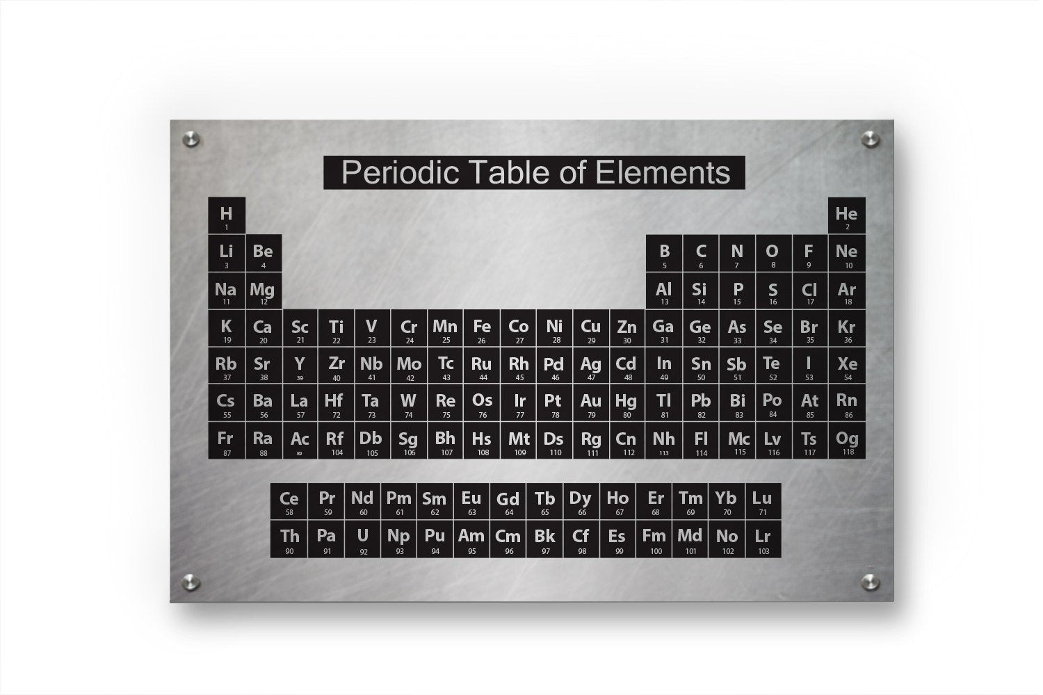 Periodic Table Of Elements Printed On Brushed Aluminum