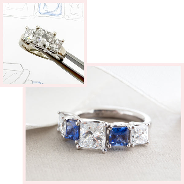 Princess-Cut-Diamond-Sapphire-Ring