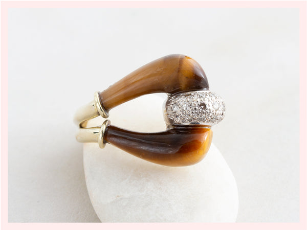 Vintage Tiger Eye Diamond Ring