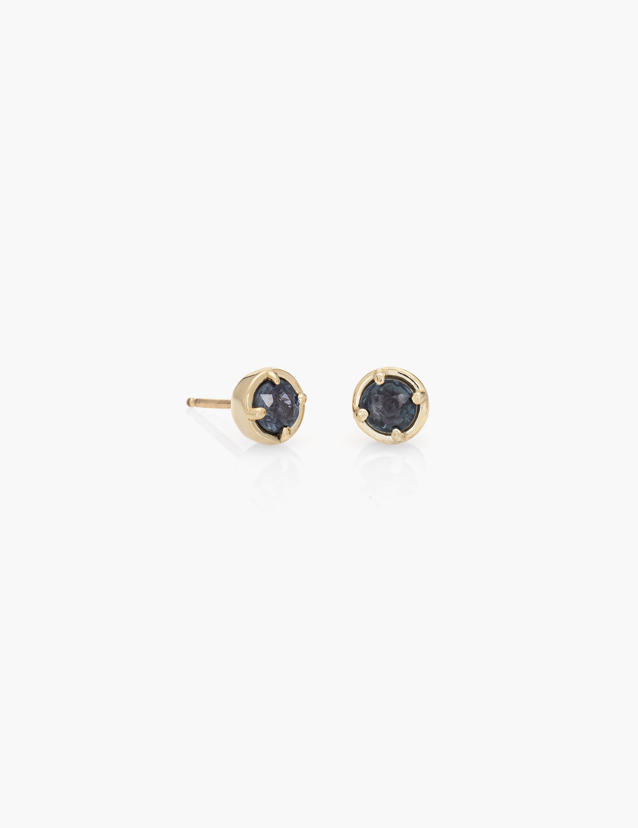 Large Dot Studs in Blue Green Sapphire