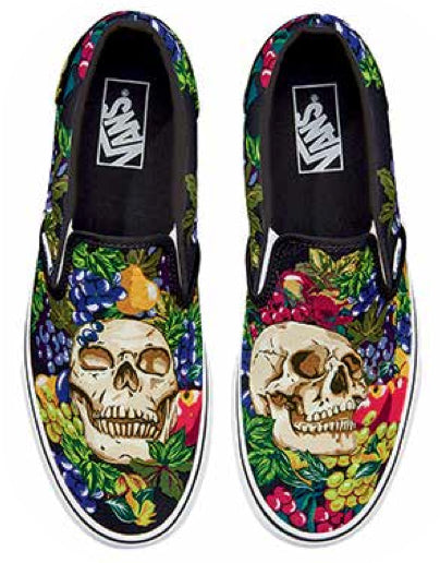 Vans - Classic Slip-On Shoes | Black (Fruit Skull) – 
