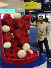 Blood Cell Sculpture With Chris Beside For Scale