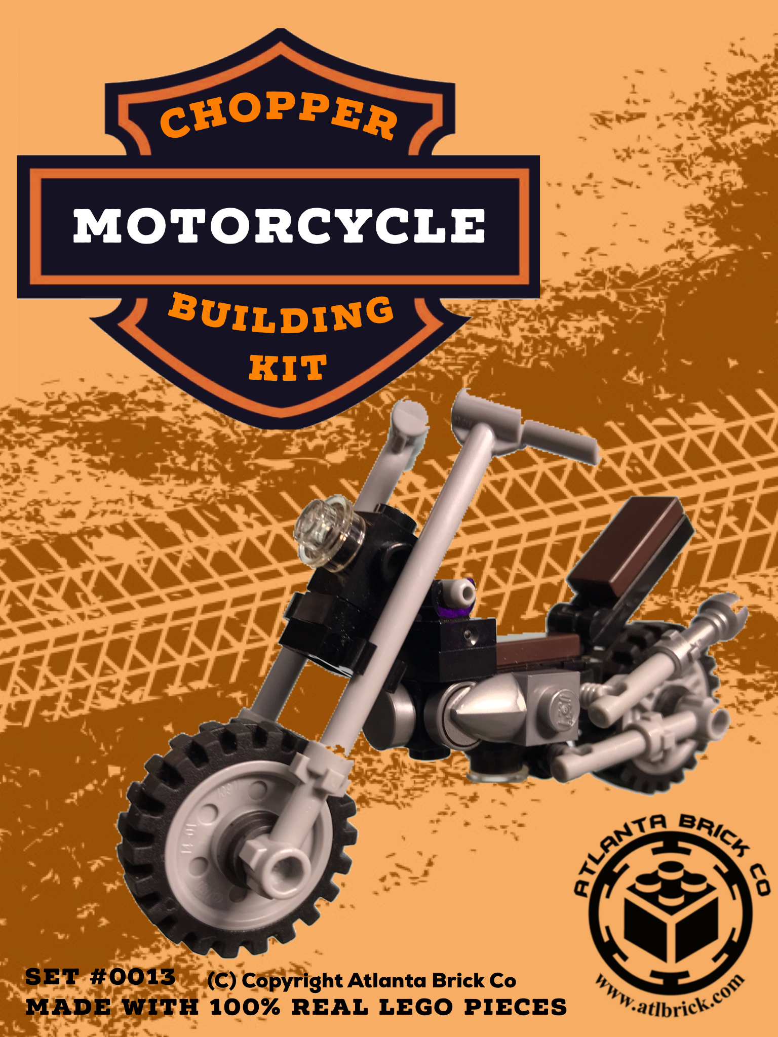 Chopper Motorcycle Building Kit | Atlanta Brick Co