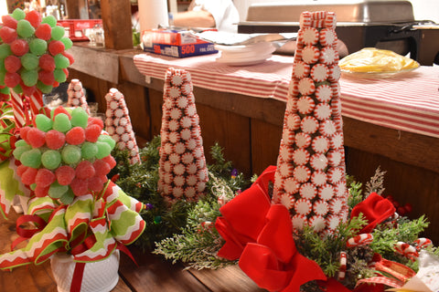 peppermint and gumdrop christmas table centerpieces
