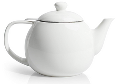 27 oz White Teapot with Strainer