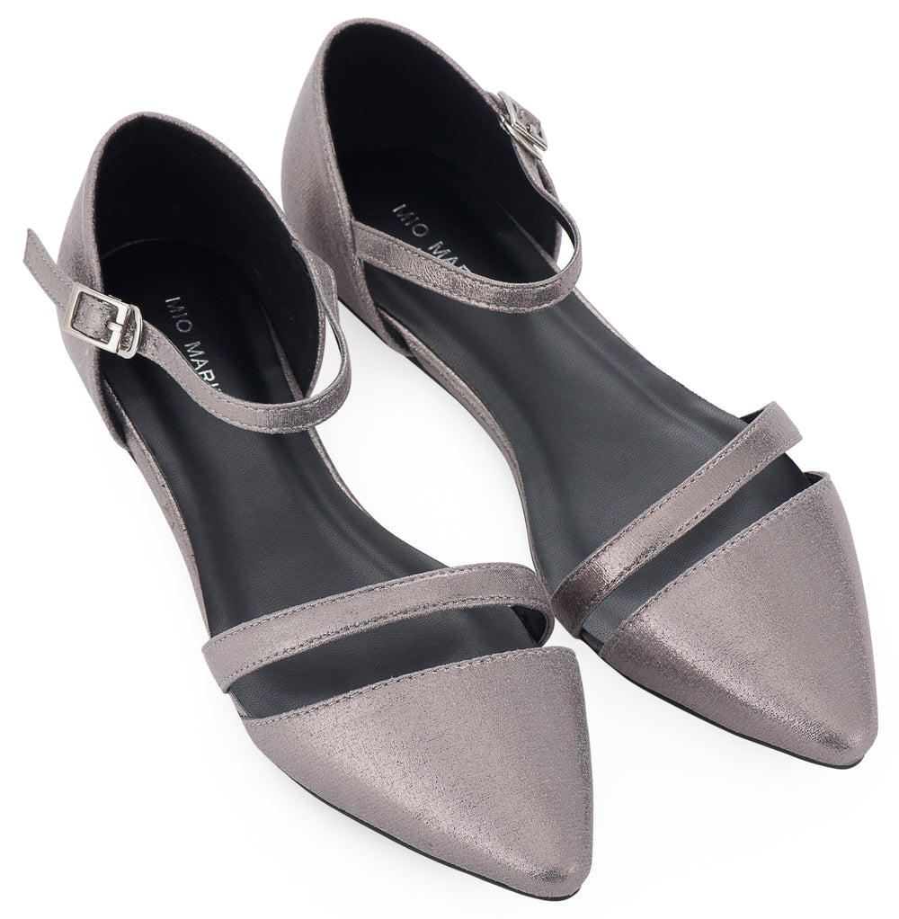 Formal Flat Dress Shoes Mink Gray Metallic– Mio Marino