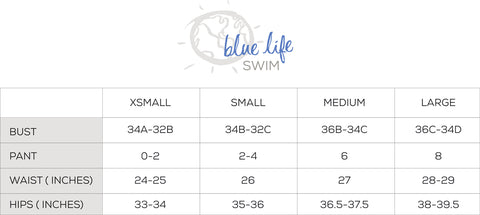 Sauvage Swimwear Size Chart