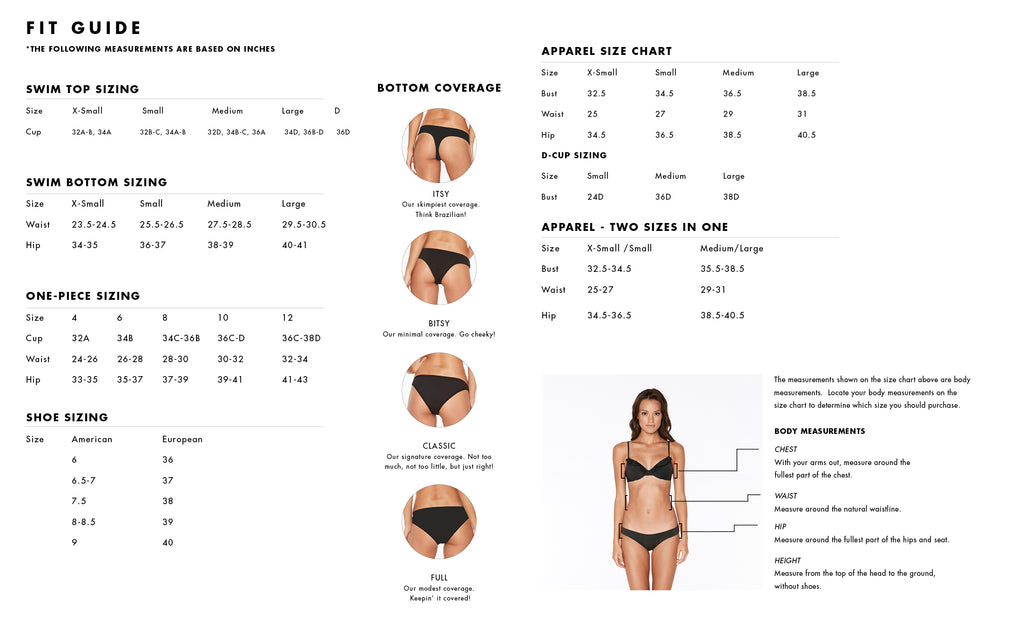 Size Chart, Swimsuit and Cover-Up Fit Guide