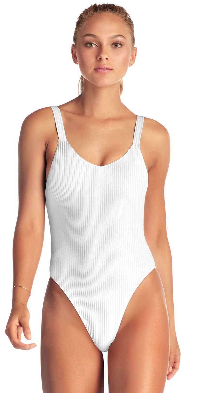 Vitamin A Leah Square Neck One Piece in Aloe SuperRib – Sandpipers