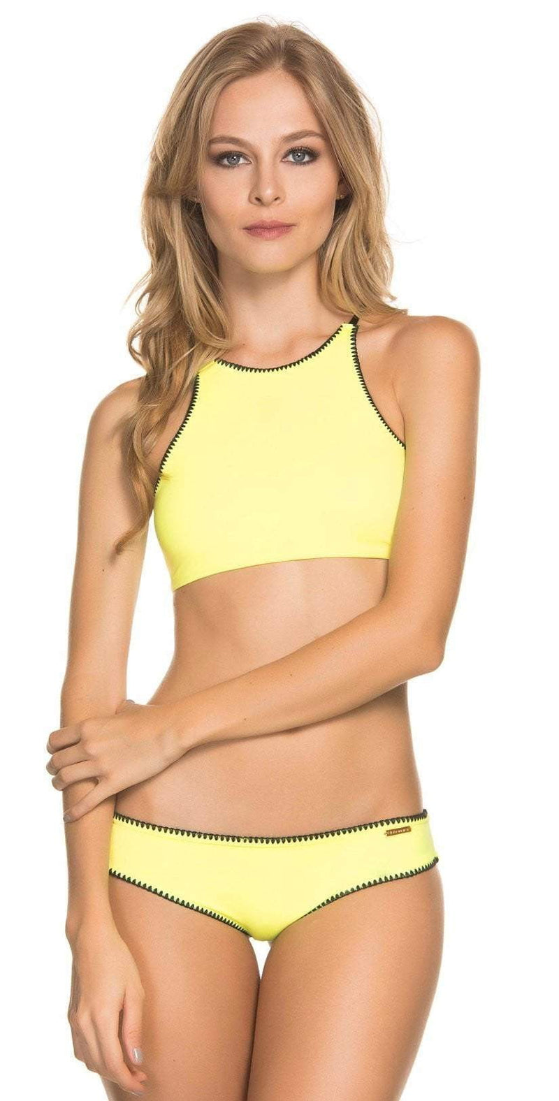 yellow high neck bikini
