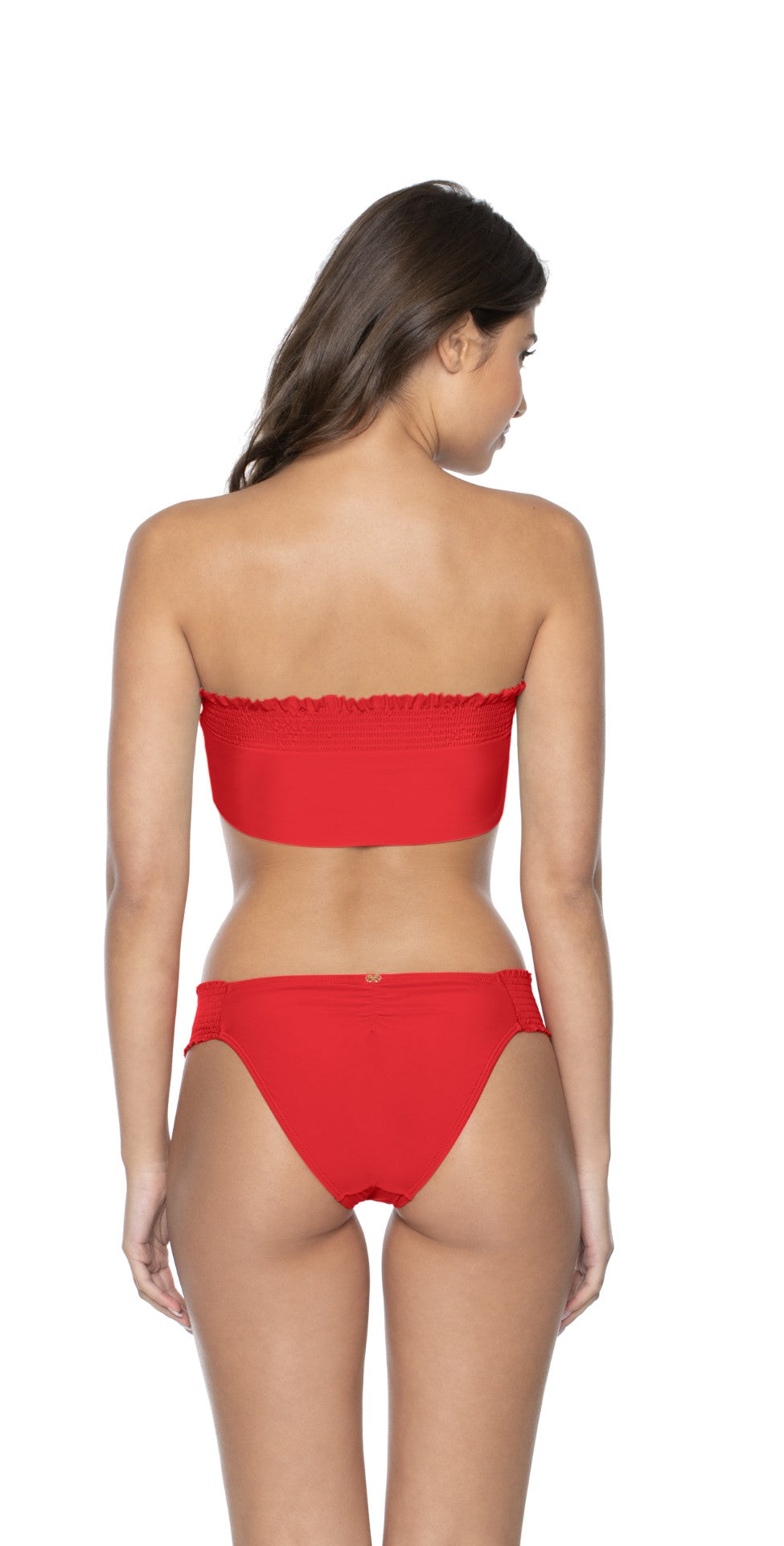 PilyQ CHERRY Knot Bandeau Bikini Swim Top, US Large 