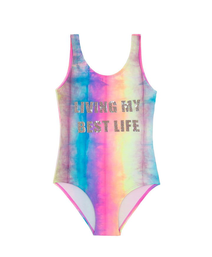 Kids Tie Dye Rainbow Embroidered Bikini