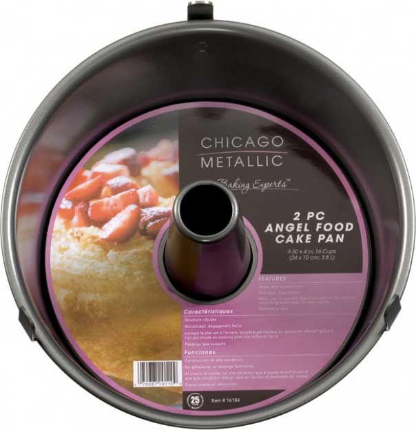 Chicago Metallic 2 Piece Nonstick Angel Food Cake Pan with Feet