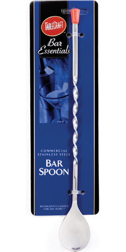 Tablecraft Stainless Steel Bar Spoon with Red Knob