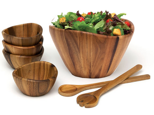 Cherry Wood Salad Bowl and Salad Hands Set — KitchenKapers