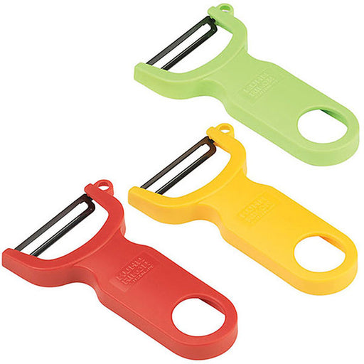 Kuhn Rikon Epicurean Garlic Press, Stainless Steel, 6.5 x 1 x 1.5 inches,  Silver & Rikon Original Swiss Peeler 3-Pack Red/Green/Yellow