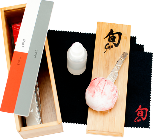 Shun DM0610 3-Piece Knife Sharpening System with Bamboo Stand, Honing  Steel, and Sharpening Stone